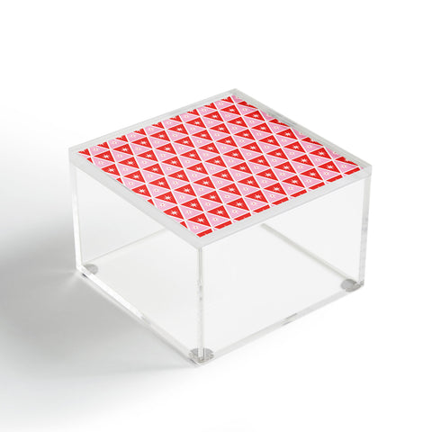 Carey Copeland Retro Christmas Triangles Red Acrylic Box