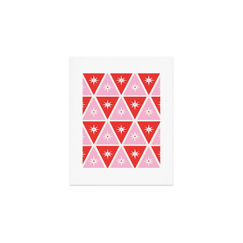 Carey Copeland Retro Christmas Triangles Red Art Print