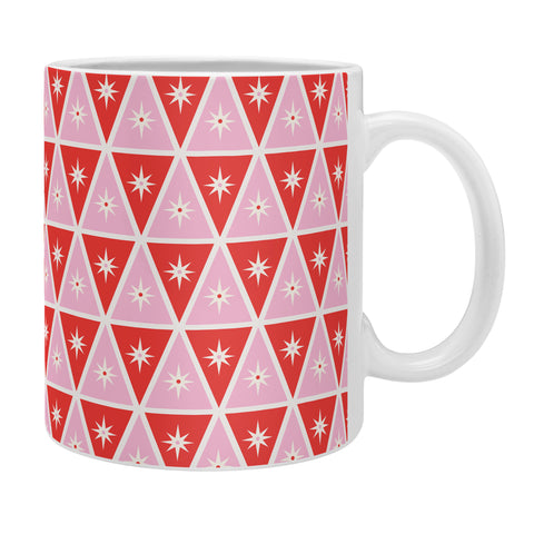 Carey Copeland Retro Christmas Triangles Red Coffee Mug