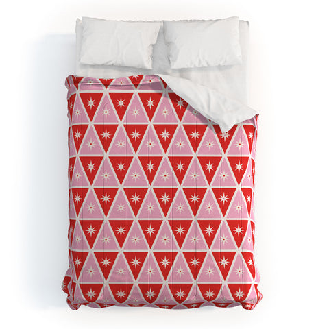 Carey Copeland Retro Christmas Triangles Red Comforter