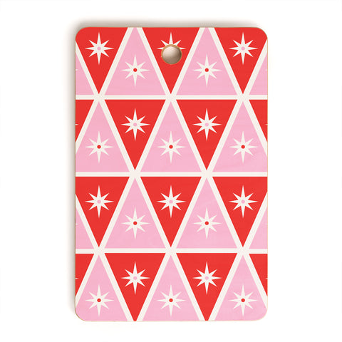 Carey Copeland Retro Christmas Triangles Red Cutting Board Rectangle