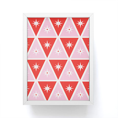 Carey Copeland Retro Christmas Triangles Red Framed Mini Art Print