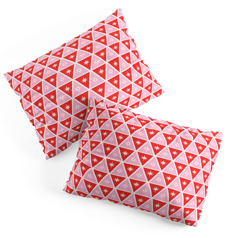 Carey Copeland Retro Christmas Triangles Red Pillow Shams