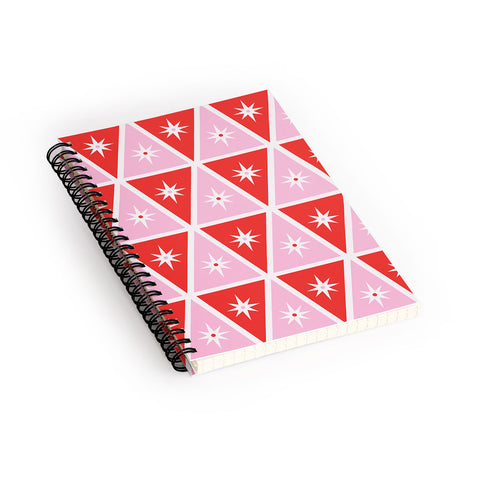 Carey Copeland Retro Christmas Triangles Red Spiral Notebook