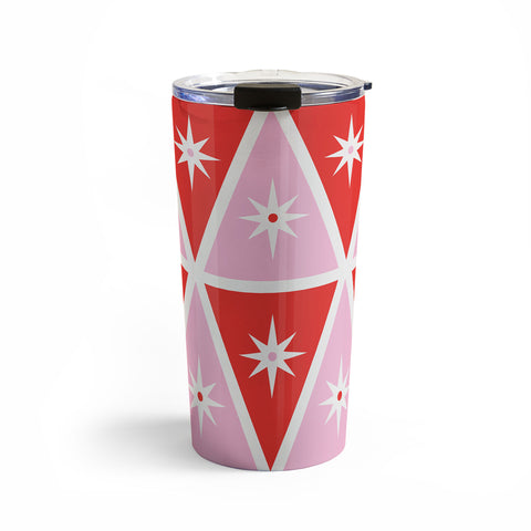 Carey Copeland Retro Christmas Triangles Red Travel Mug