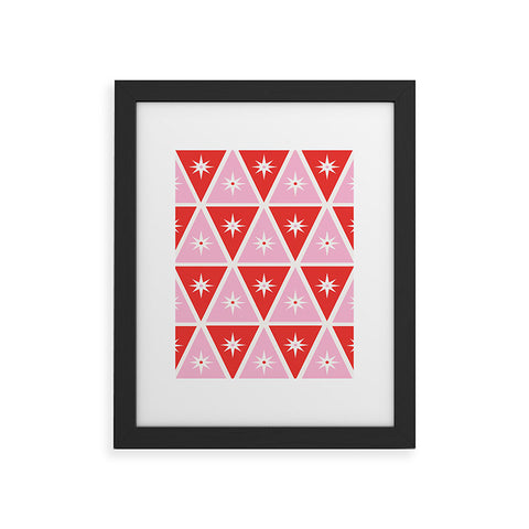 Carey Copeland Retro Christmas Triangles Red Framed Art Print