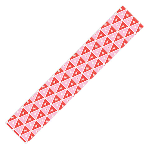 Carey Copeland Retro Christmas Triangles Red Table Runner