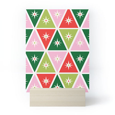 Carey Copeland Retro Christmas Triangles Mini Art Print