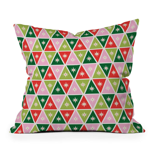 Carey Copeland Retro Christmas Triangles Outdoor Throw Pillow