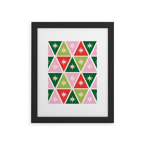 Carey Copeland Retro Christmas Triangles Framed Art Print