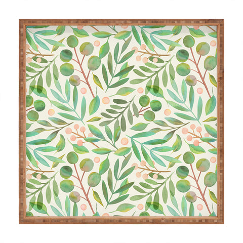 Carey Copeland Watercolor Leaves II Square Tray