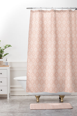 Caroline Okun Rosy Spirals Shower Curtain And Mat