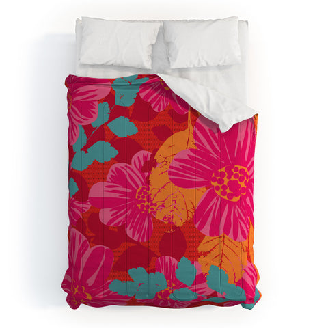 Caroline Okun Smoldering Rosy Blooms Comforter
