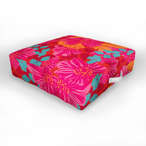 Caroline Okun Smoldering Rosy Blooms Outdoor Floor Cushion