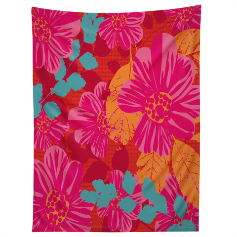 Caroline Okun Smoldering Rosy Blooms Tapestry