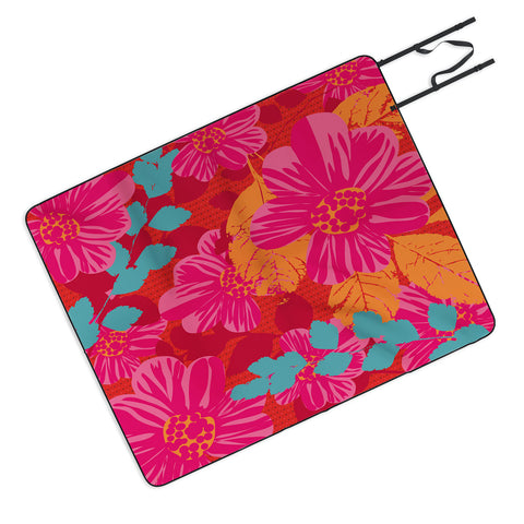Caroline Okun Smoldering Rosy Blooms Picnic Blanket
