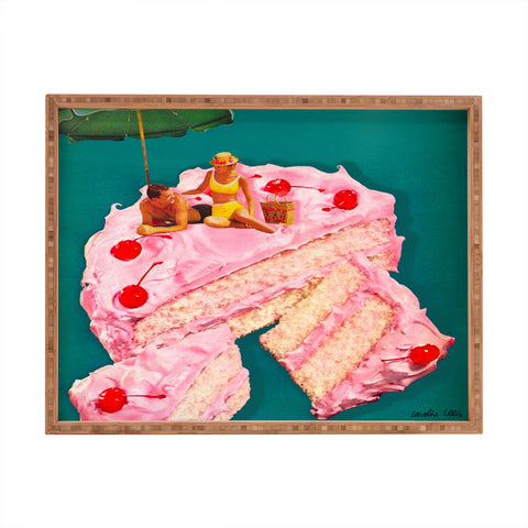 carolineellisart Beach Cake Couple Rectangular Tray