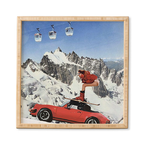 carolineellisart Red Ski Lift Framed Wall Art