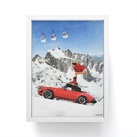 carolineellisart Red Ski Lift Framed Mini Art Print