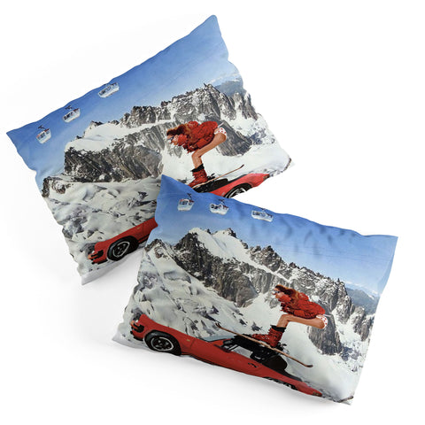 carolineellisart Red Ski Lift Pillow Shams