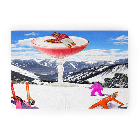 carolineellisart Skis in the Clouds Welcome Mat