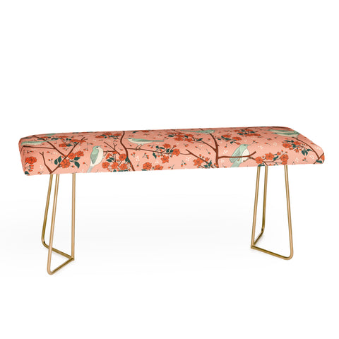 carriecantwell Birds Cherry Blossom Trees Bench