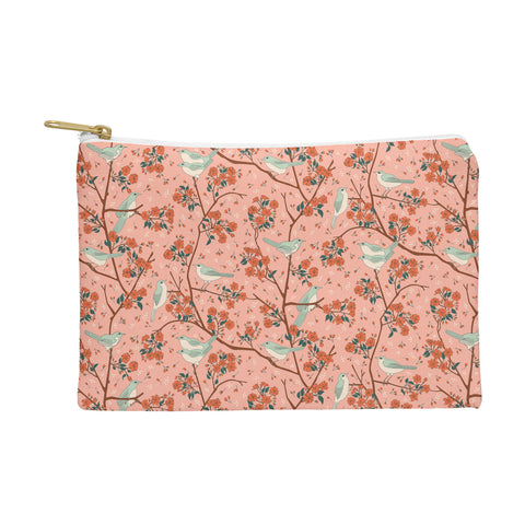 carriecantwell Birds Cherry Blossom Trees Pouch