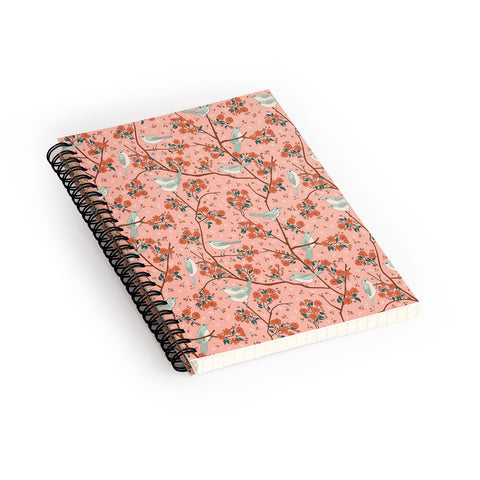 carriecantwell Birds Cherry Blossom Trees Spiral Notebook