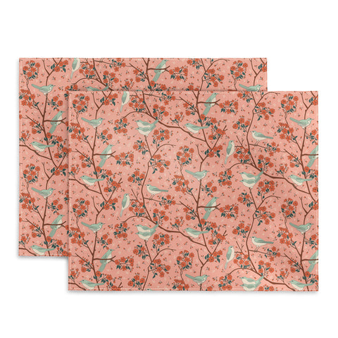 carriecantwell Birds Cherry Blossom Trees Placemat