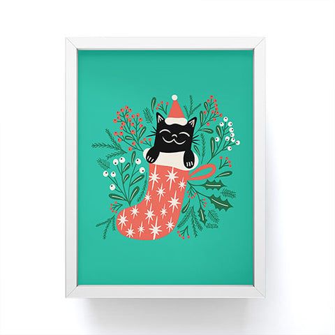 carriecantwell Festive Feline Framed Mini Art Print