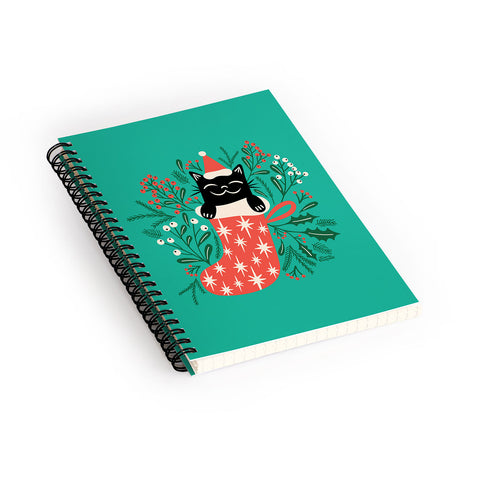 carriecantwell Festive Feline Spiral Notebook