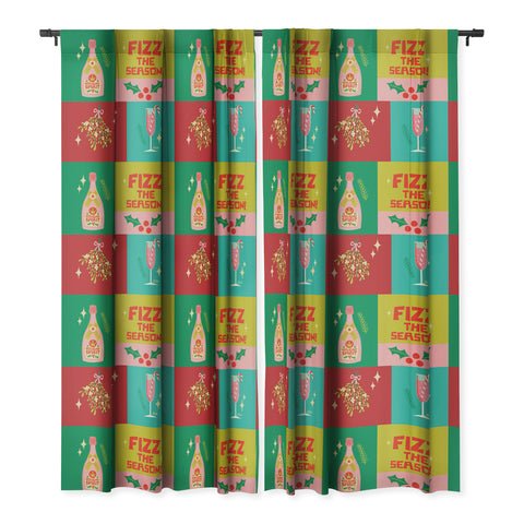 carriecantwell Fizz The Season Happy Holiday Blackout Window Curtain