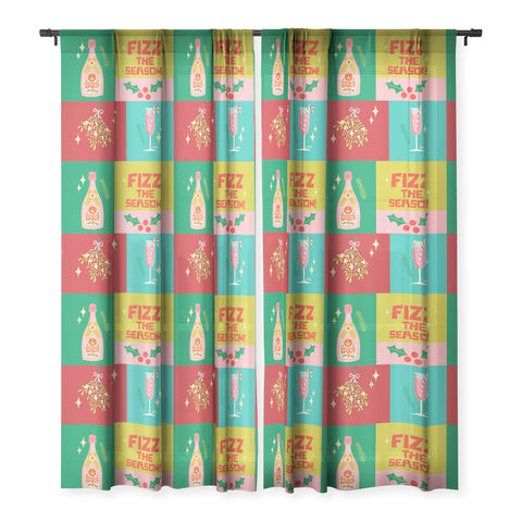carriecantwell Fizz The Season Happy Holiday Sheer Window Curtain