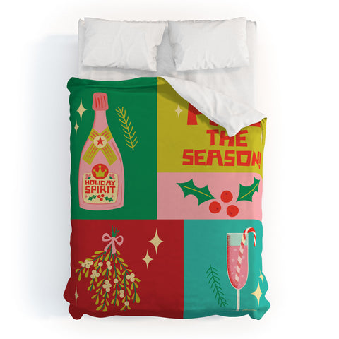 carriecantwell Fizz The Season Happy Holiday Duvet Cover