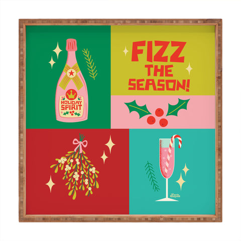 carriecantwell Fizz The Season Happy Holiday Square Tray