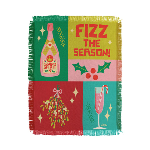 carriecantwell Fizz The Season Happy Holiday Throw Blanket