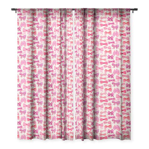 carriecantwell Vintage Pink Bows Sheer Window Curtain