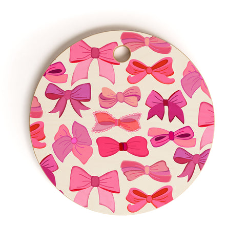 carriecantwell Vintage Pink Bows Cutting Board Round
