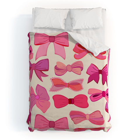 carriecantwell Vintage Pink Bows Duvet Cover