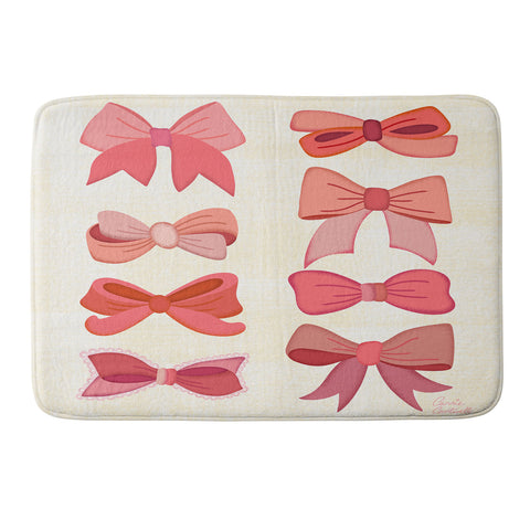 carriecantwell Vintage Pink Bows I Memory Foam Bath Mat