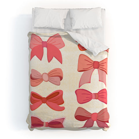 carriecantwell Vintage Pink Bows I Duvet Cover