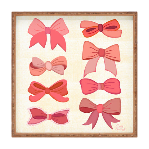 carriecantwell Vintage Pink Bows I Square Tray