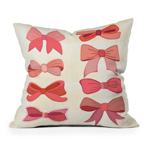carriecantwell Vintage Pink Bows I Throw Pillow