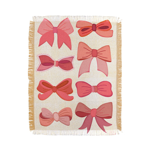 carriecantwell Vintage Pink Bows I Throw Blanket