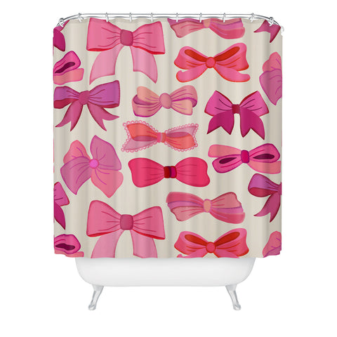 carriecantwell Vintage Pink Bows Shower Curtain