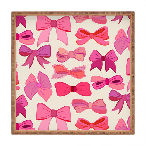 carriecantwell Vintage Pink Bows Square Tray