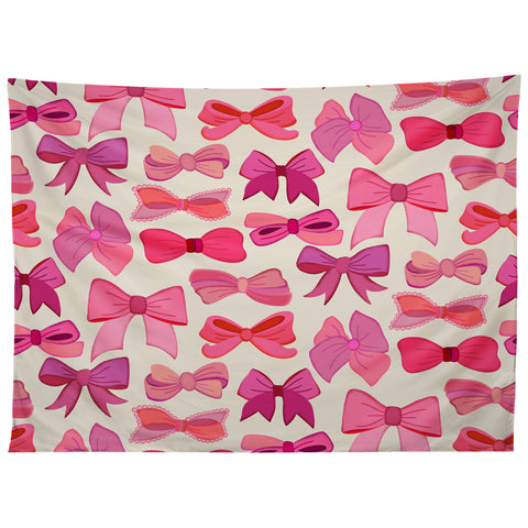 carriecantwell Vintage Pink Bows Tapestry