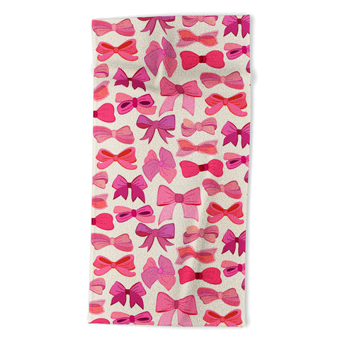 carriecantwell Vintage Pink Bows Beach Towel
