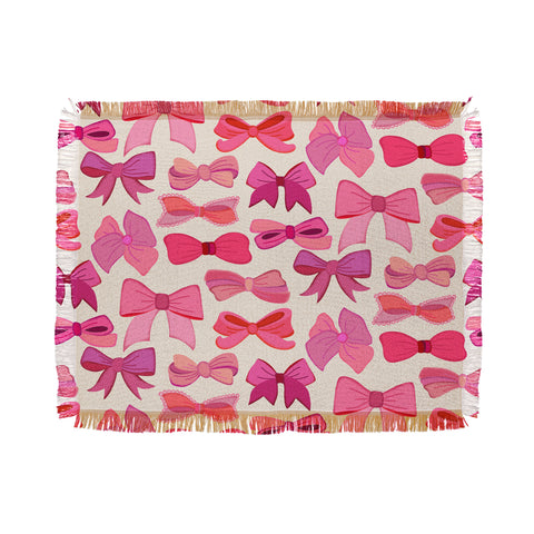 carriecantwell Vintage Pink Bows Throw Blanket
