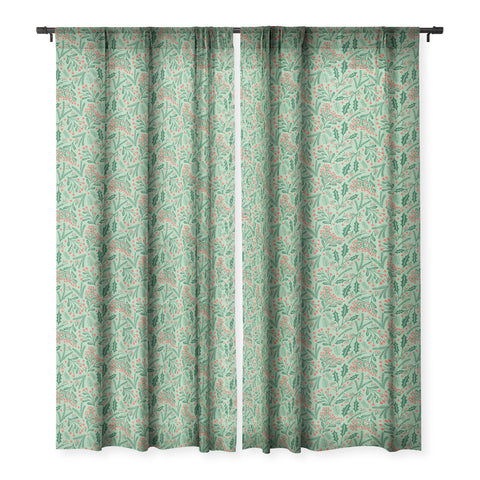 carriecantwell Winter Holiday Floral Sheer Window Curtain